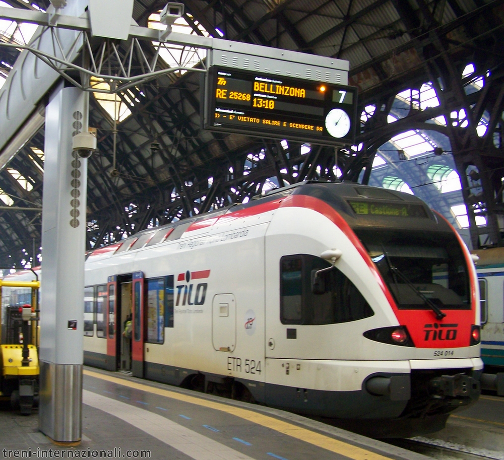 Treno Flirt Tilo a Milano Centrale per Castione Arbedo