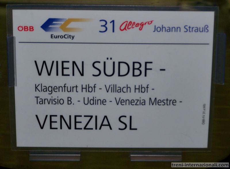 L'EuroCity "Allegro Johann Strauss" Vienna - Venezia