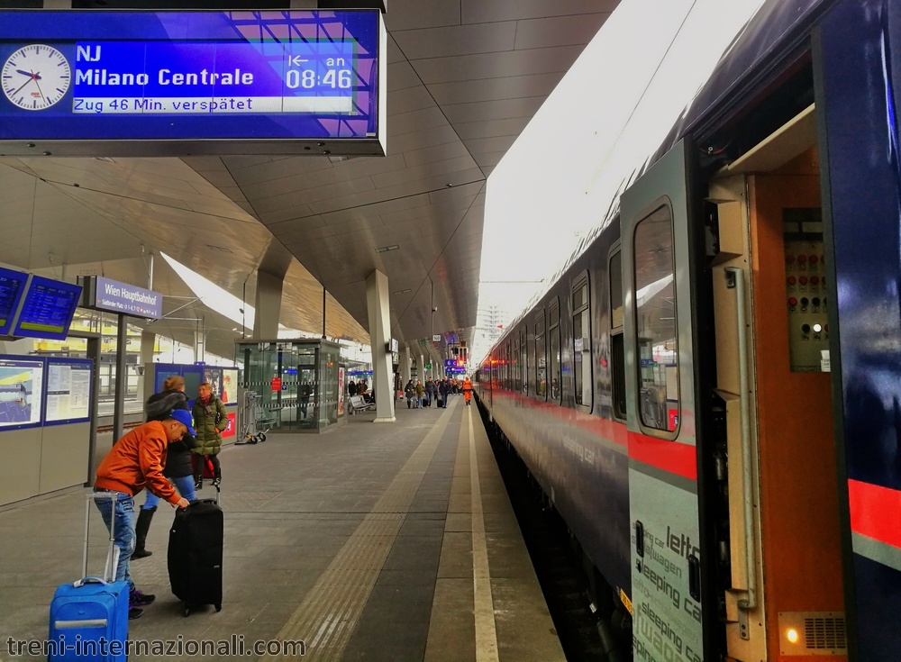 Treno EuroNight da Milano e Roma arrivato a Vienna