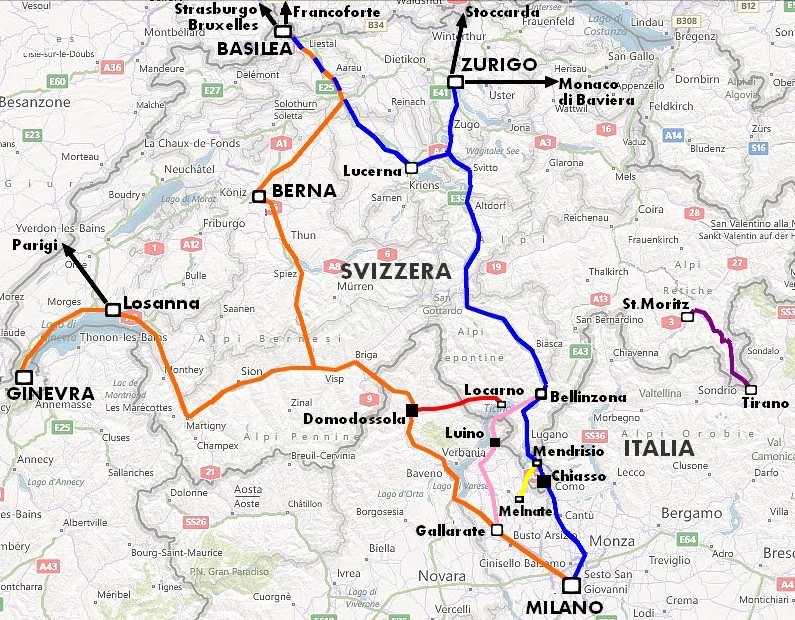 Linee internazionali tra ITALIA e SVIZZERA