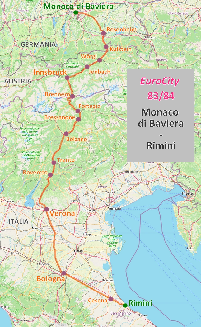 EuroCity 83/84 Monaco di Baviera - Bologna ( - Rimini)