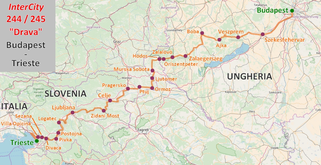 Mappa InterCity "Drava"