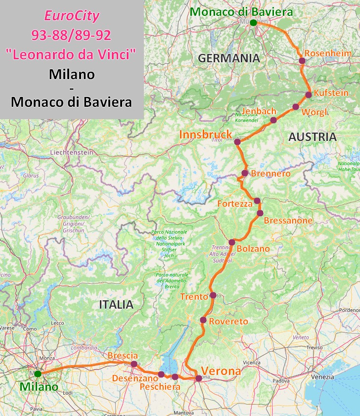 Mappa EuroCity Leonardo da Vinci