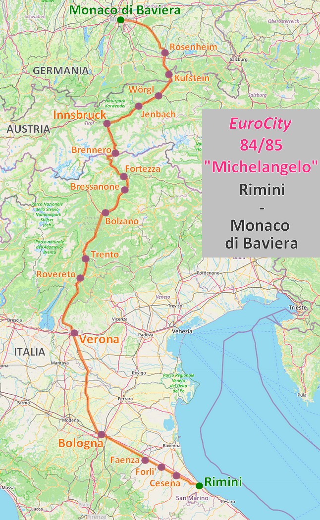 Mappa treno EuroCity "Michelangelo"