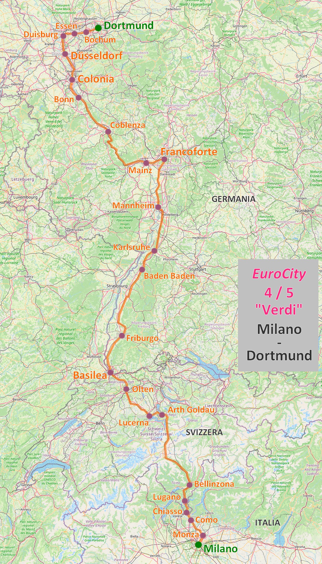Mappa EuroCity "Verdi"