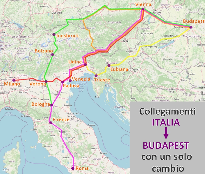 Collegamenti tra l'Italia e Budapest